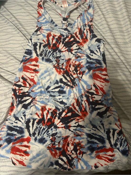 Cat & Jack Other - Cat & Jack One-Shoulder Tie-Dye Dress in Red, Navy & Light Blue